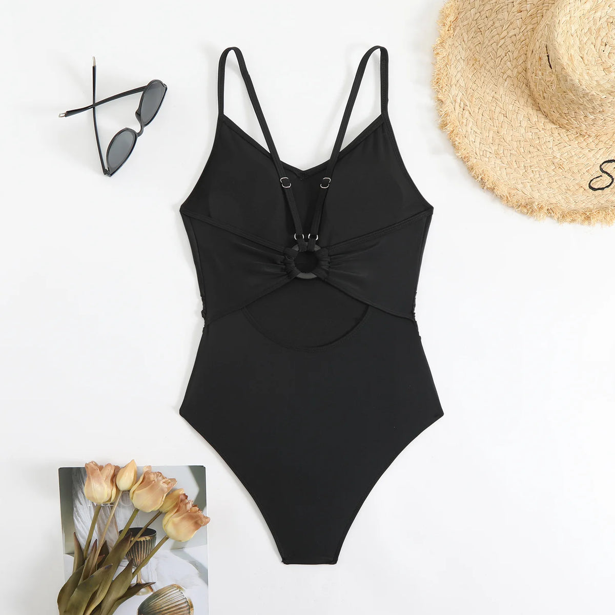 2025 New Brown Bodysuit One Piece Swimsuit Women Thong Swimwear Sexy Backless Bathing Suit Woman Monokini Beach Wear Black White
