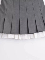 Summer New Leisure Lace Splicing Short Skirt Women Pure Desire Spicy Girl High Waist Hundred Fold A-line Half Length Skirt 7V01