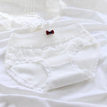 Girls SweetCute Underwear Cotton Lovely Soloid Middle Waist Briefs Young Girl Panties TeenagersWhite Intimates M L XLWhite