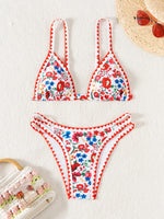 ZTVitality Sexy Floral Print Whip Stitch Bikini Set 2025 New Arrival Padded Bra Push Up Swimsuit Women's Swimwear Summer Biquini