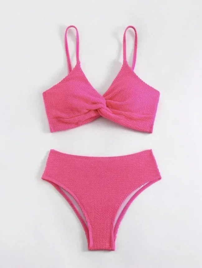 Neon Green High Waist Bikinis Sexy Women Swimsuits Female Swimwear 2026 Twist Padded Bathing Suit Beachwear Summer Biquini Black
