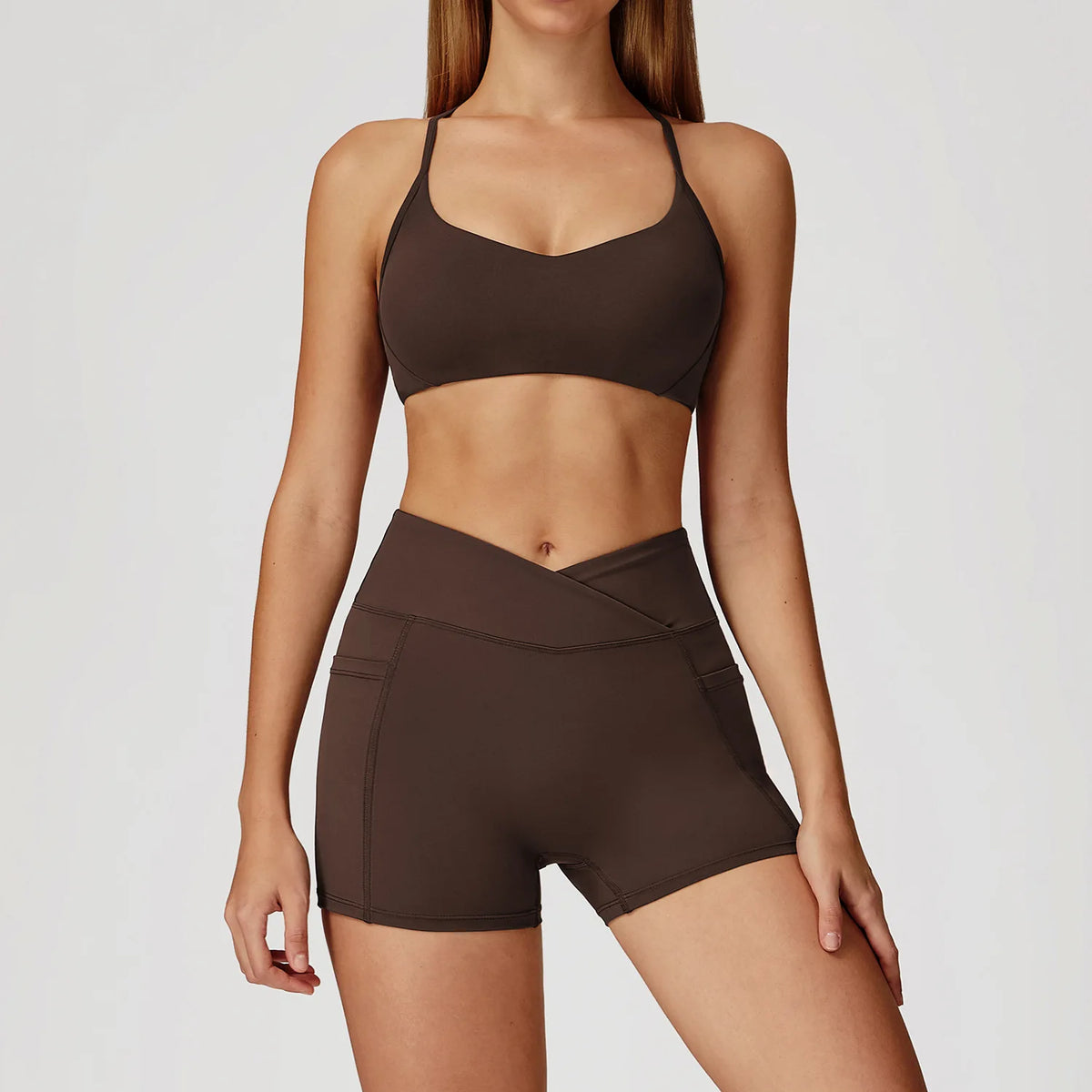 Women's Yoga 2-Piece Hip Lifting Tight Fitting Naked and Beautiful Back Set Outdoor Sports and Leisure Running Fitness Suit