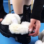 Fashion Casual Shoes Women New 2024 Winter Warm Plus Velvet All-Match Black Ankle Boots Thick-Soled Cotton Sneakers Zapatillas