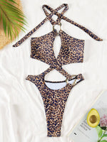 Sexy Tummy Cut Out Halter Women Thong Swimwear One Piece Swimsuit Female High Cut Monokini Rings Bathing Suit Swim Beach Wear