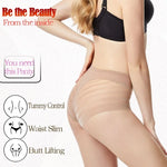 1PC Women Mid-Rise Striped Mesh Shaping Briefs Anti-Chafing Shapers Tummy Control Panties Under Skirt Plus Size Underwear M-3XL