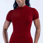 Short Sleeve Zippy Yoga Top Sports Tee Women Running Jacket Seamless Gym Tops Clothes Fitness Pilates Breathable Workout Shirts