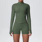 Women's Seamless Yoga Set Slim Fit Breathable High Elasticity Zipper Sports Set Outdoor Leisure Running Fitness Set