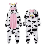Halloween Christmas Cartoon Cow Kigurumi Unicorn Pajama Slipper Jumpsuit Women's Cute Zipper Hooded Sleepwear Onesies Winter
