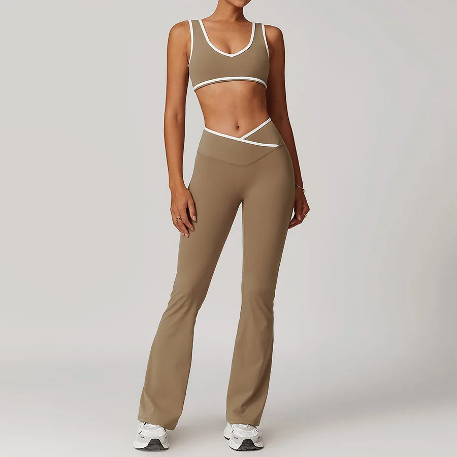 Yoga Set2 Pieces Workout Outfits Fitness Sportswear Gym Tracksuit High Waist Leggings Sports Bra Athletic Wear Women Clothes