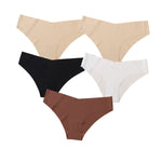 5Pcs/Set Women Panties Seamless Classic Briefs Female V-waist Underpants Soft Ice Silk Panties Sexy Lingerie Low-Rise Underwear