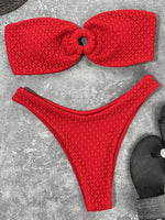 Sexy Fishnet Strapless Bandeau Bikini Women Swimsuit Female Swimwear Two-pieces Bikini set High Cut Bather Bathing Suit Swim