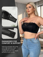 Plus Size Strapless Bra C D Cup Underwire Black Lace WomenAnti-Slip Comfort Support Lingerie for evening gowns MR3502