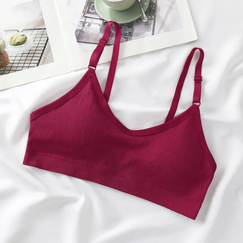 Women Seamless Tube Top Push-Up Bra Removable Pads Ribbed Bralette Adjust Straps Soft Stretchy Non-wire Underwear Sexy Lingerie