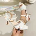 Women's High Heel Sandals 2026 Summer New Rhinestone Sequin Sandals Black Elegant Party High Heels Women's Shoes