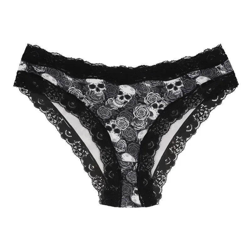 1 Pc Printed Lingerie for Women Sexy Lace Edge Wrapped Hip Underwear Halloween Themed Comfortable and Breathable Triangle Pants