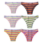 6PCS/Set Cotton Panties For Women Striped Briefs Low Waist Bottoms Female Sports Underpants Seamless Underwear Sexy Lingerie