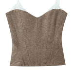 French Fashion Elegant Top Slim Fit Ribbed Waistband Tube Top Crop Top Camisole Vest Bustier Top For Woman Pure Desire EWKE