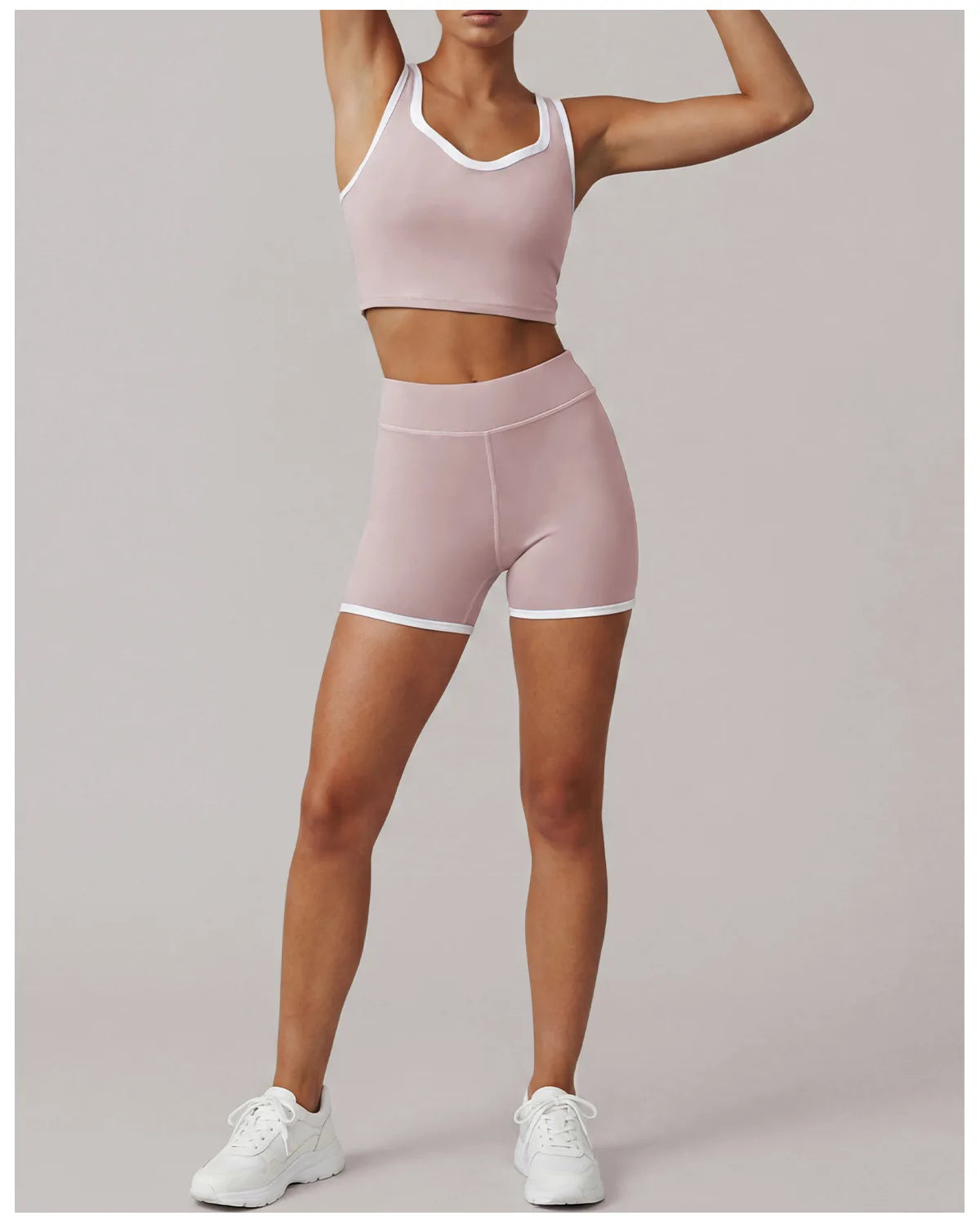 Summer Color Contrast Yoga Suit Women Shock-absorbing Sports Bra High Waist Hip Lifting Shorts Training Running Fitness Outfits
