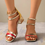 2026 New Summer Women's Pumps Elegant Strap Solid Color Square Toe High Heels Open Toe Fashion Sexy Banquet Women's Shoes