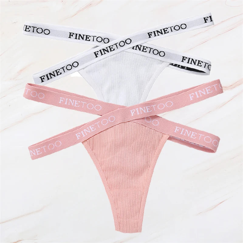 2Pcs/Set Women Thongs Panties Female Letter Belt Underwear Ladies Cotton Cross Strap Bikini M-XL G-String Girl Intimate Lingerie