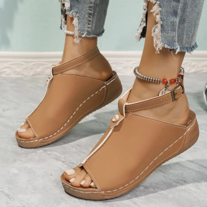 Women's Sandals 2026 New Summer Shoes For Women Wedge Heels Sandals Soft Heeled Slippers Low Platform Summer Sandalias De Mujer
