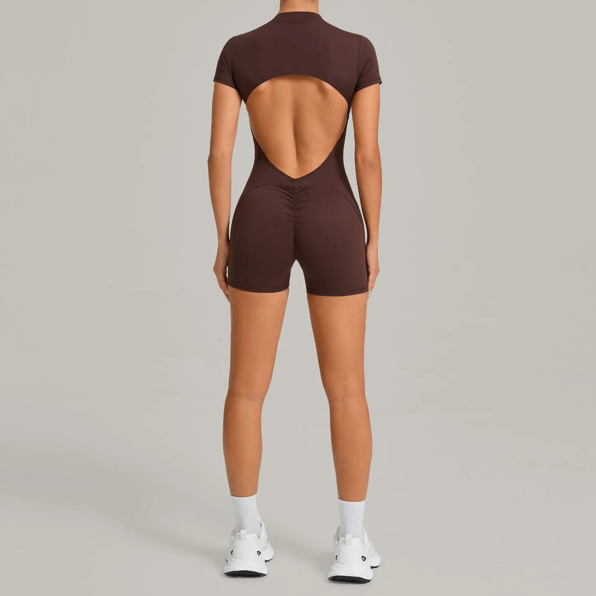 Women's Seamless Yoga Jumpsuits Sports Fitness Beauty Back Slim Fit Short-Sleeves One-Piece Workout Gym Training Bodysuits