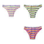 3Pcs/Set Cotton Panties For Women Colorful Striped Underwear Low Waist Briefs Breathable Underpants Female Sexy Lingerie M-XXL