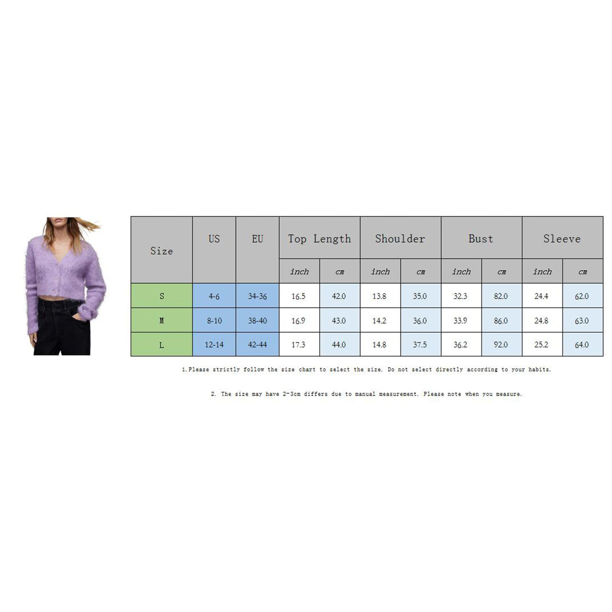 Fall Winter Women Button Down Cropped Knit Cardigan Solid Color Knitwear Fuzzy Long Sleeve V-Neck Loose Sweater