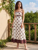 2026 Summer Women Slip Dress Spaghetti Straps Dots Print Swing A-line Dress Party Bohemian Casual Elegant Dresses