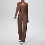 Yoga Set 3PCS Women Workout Sets Sportswear Gym Clothing Fitness zipper Long Sleeve High Waist Leggings Sports Suits Yoga Suit
