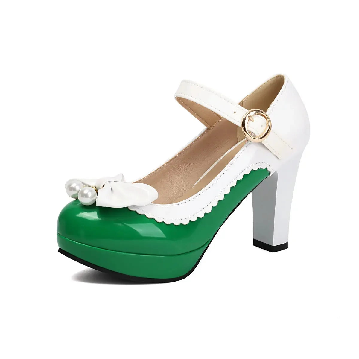 Women Lolita Style Patent Leather Bow Shoes 9.5cm High Heels Anti-slip Rubber Sole Platform Pumps Ideal for Parties Daily Wear