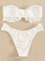 Ruffled Frill Knotted Bandeau Bikini Women Swimwear Female Swimsuit Two-pieces Bikini Set Strapless Bathing Suit Swim Beach Wear