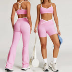Sportswear Woman Gym Sports Bra Shorts Leggings 2 Piece Set Workout Naked Feeling Seamless Female Fitness Clothing Tracksuits