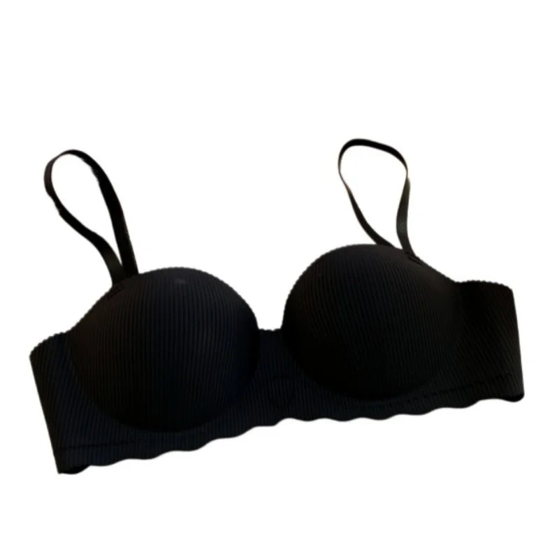 Women Push-Up Bra Demi Cup Underwear Heart Print Non-wired 1/2 Cup No Show Bras Sexy Lingerie Padded Thin Straps Brassiere S-XL