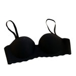 Women Push-Up Bra Demi Cup Underwear Heart Print Non-wired 1/2 Cup No Show Bras Sexy Lingerie Padded Thin Straps Brassiere S-XL