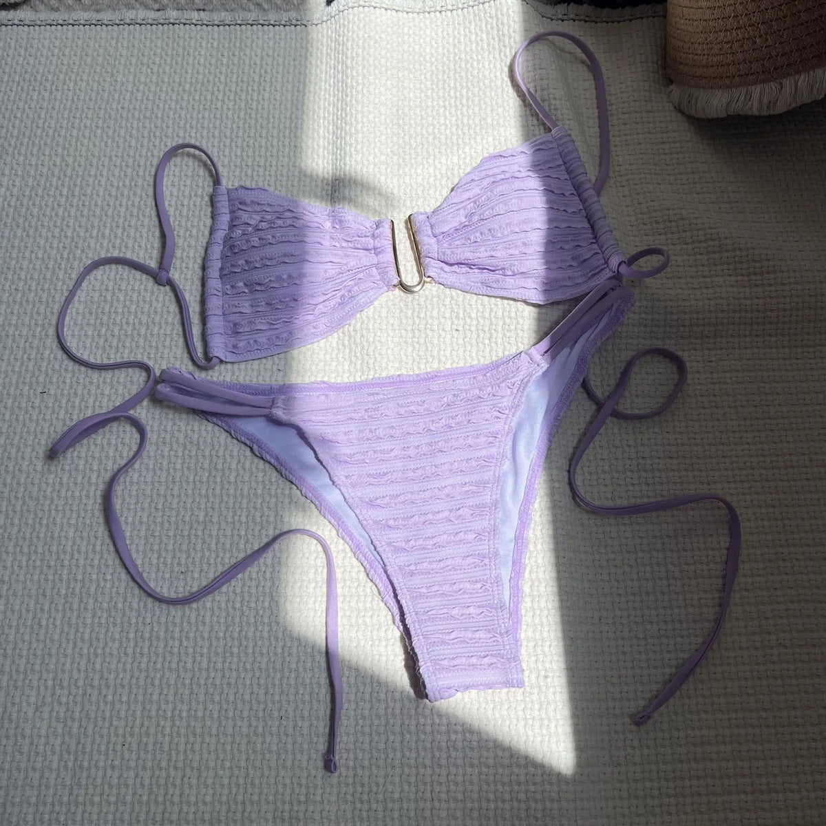2026 Wrinkled U Ring Bandeau Bikini Women Swimwear Female Swimsuit Two-pieces Bikini Set Bather Pool Bathing Suit Swim Beachwear