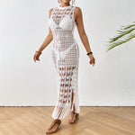 S - XL New Fringe Tassel Hollow Out Crochet Knitted Tunic Beach Dress Beach Wear Beachwear Beach Cover Up Cover-upsFemale V5605