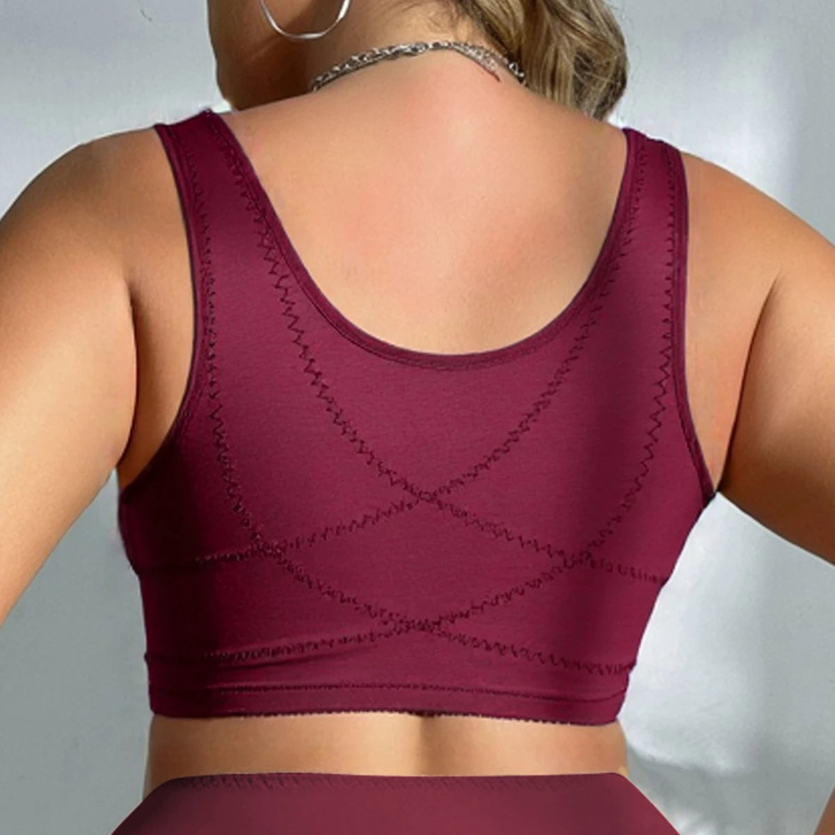 Plus Size Women Front Closure Floral Lace Bra Wireless Full Coverage Support Comfort Shape Vest Brassiere