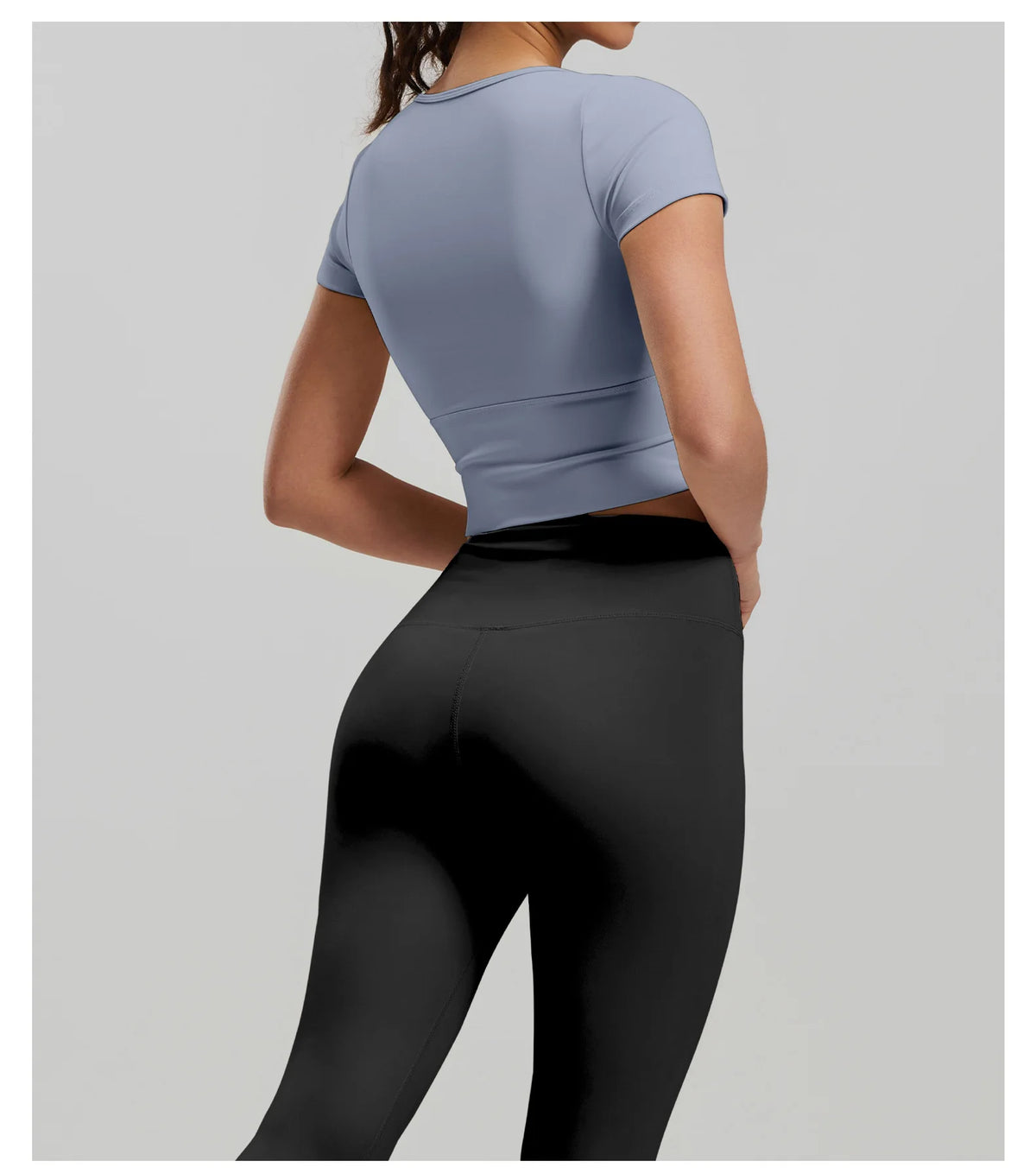 2 Pieces Women Tracksuit Yoga Set Spring Summer Short Sleeve Hollow Out Slim Sports Top High Waist Leggings Running Fitness Suit