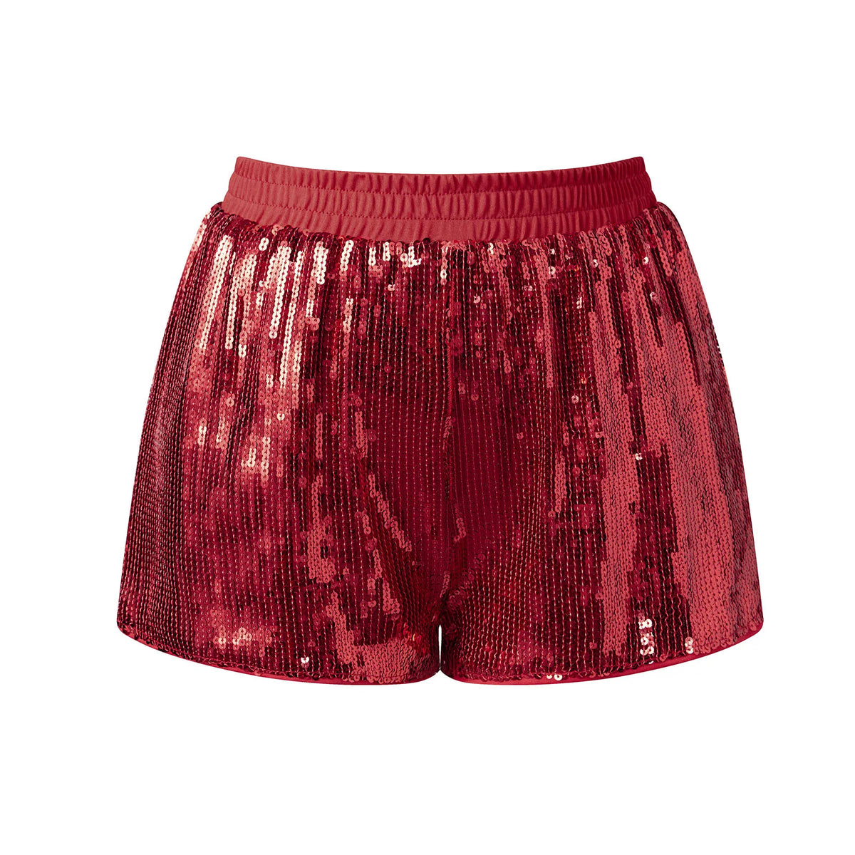Fashion Women Summer Sequin Shorts Elastic Waist Wide Leg Loose Mini Short Pants Daily Casual Going Out