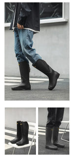 Women's Rain Boots Anti Slip Thick Soles Outdoor Long Tube Rain Boots Waterproof Fashion Wear-resistant Kitchen Women's Boots