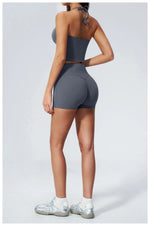 Quick Drying 2 Pcs Yoga Sets Women V Neck Slimming Sports Tank Top High Waist Shorts Fitness Suit Outwear Gym Running Tracksuits