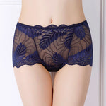 L-4XL Plus Size Women High Waist Panties Sexy Hollow Lace Flowers Embroidery Panty Lingerie Summer Breathable Butt Lifter Briefs