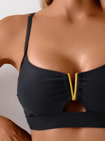Sexy Black Metal V Wire Bikini Set 2026 Women Hollow Out Push Up Bra High Waist Swimsuit Beach Bathing Suit Two Piece Swimwear
