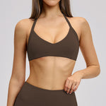 Summer Sports Bra Women Seamless Halter Top Fitness Bra High Support Push-up Open Back Gym wear Running Yoga Workout Underwear