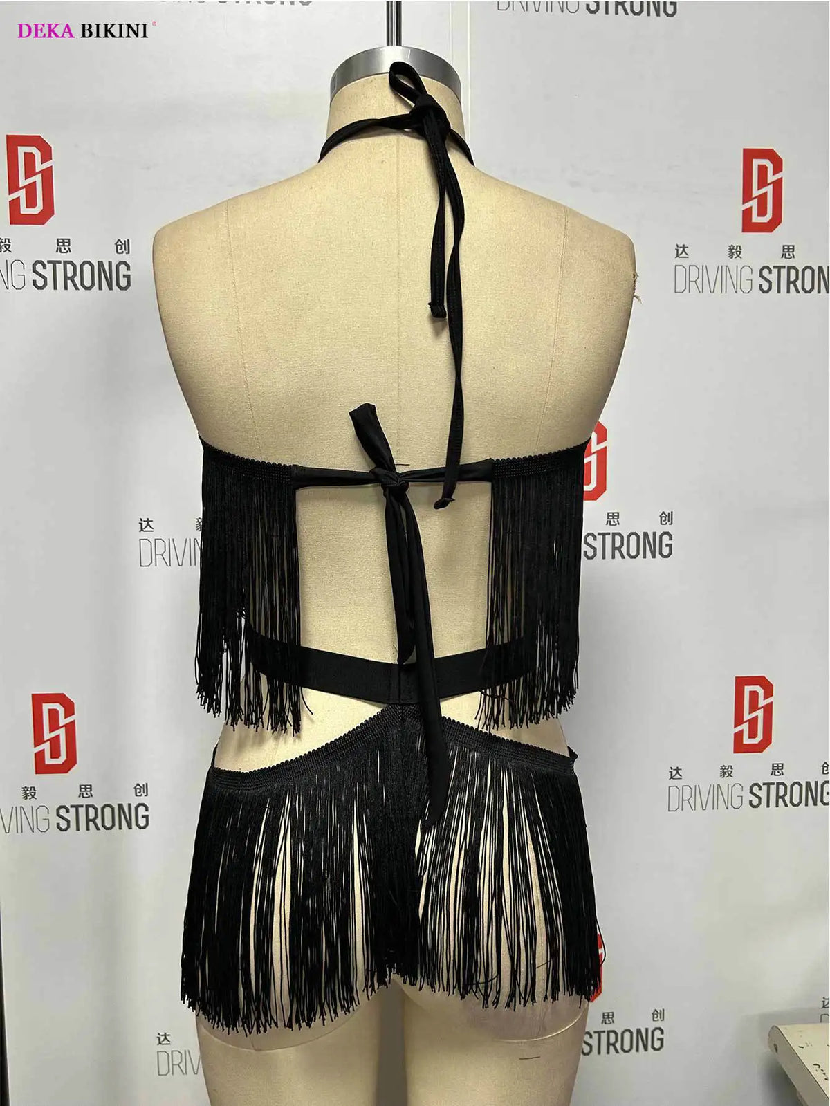 DEKA Black Tassel Bikini Set Swimwear Fringe Halter Female Swimsuit Women Two-pieces Bikini set Bather Bathing Suit Swim