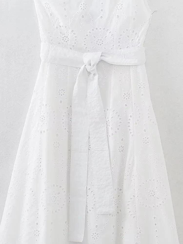 Foridol White One Shoulder Autumn Cotton Dress Women Winter Casual Dress Vestidos Maxi New Embroidery Boho Beach Dress Holiday