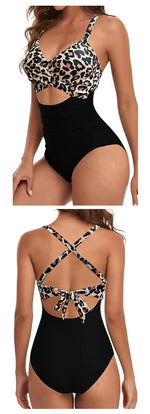 Leopard One Piece Swimsuit 2024 New Halter Push Up Swimwear Women Swimsuit Bathing Suit Beachwear Monokini Female Swimming Suits
