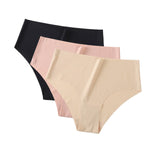 3Pcs/Set Ice Silk Panties Women High Waist Seamless Briefs Breathable Invisible Underwear Soft Stretch Sexy Lingerie XS-XL Panty