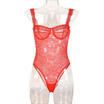 Toucheart Sexy Mesh Patchwork Embroidery Jumpsuit For Women Lace Sling Underwear Solid Color Sexy See-Through Backless Jumpsuit